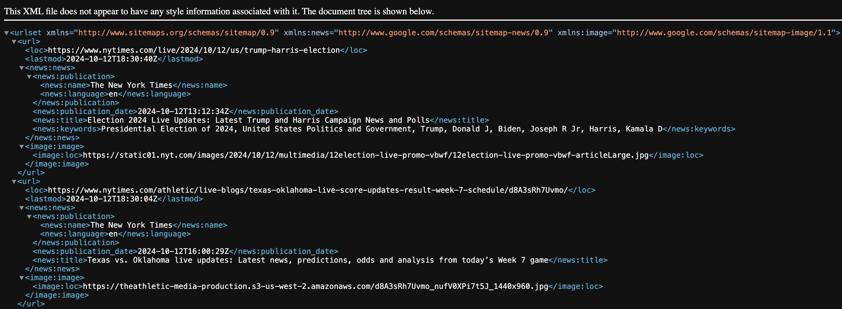 Google News XML sitemap for news publishers