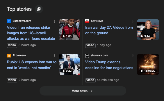 Top Stories Video Badge in Google Search Results