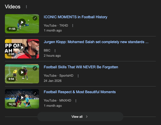 Google Video Carousel in Search Results