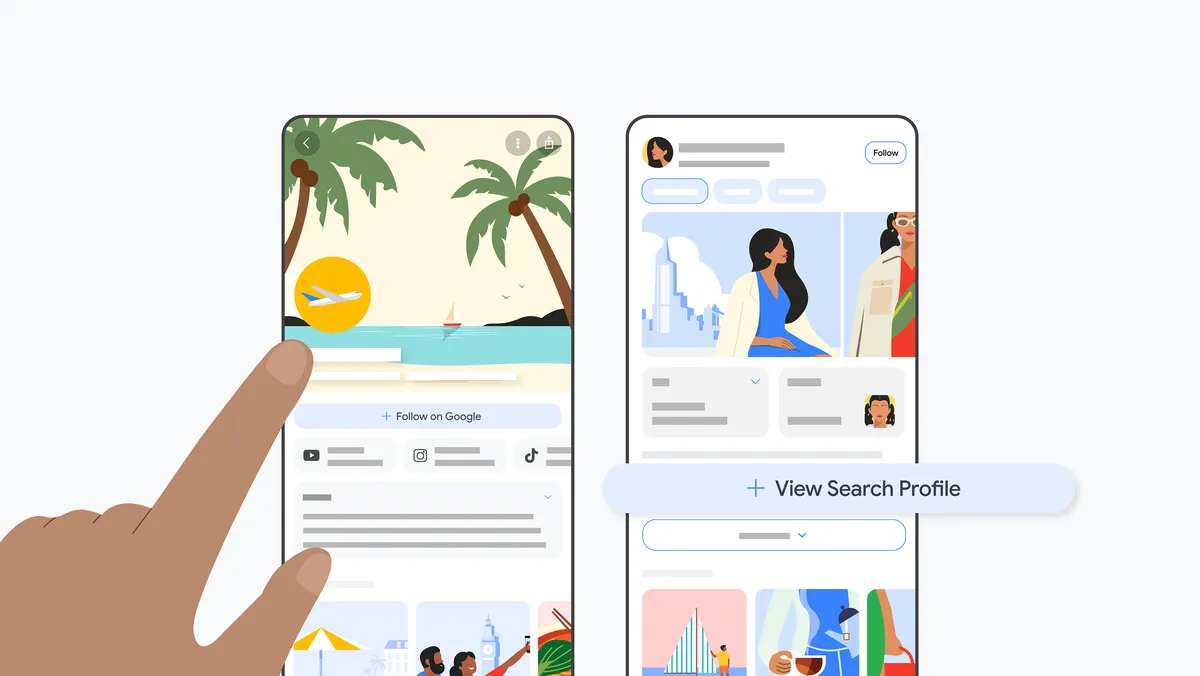 Google Search Profiles — Follow on Google and View Search Profile UI on mobile