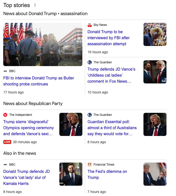 Google top stories screenshot