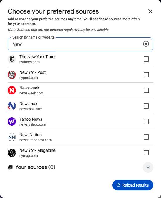 Choose your preferred sources - Example